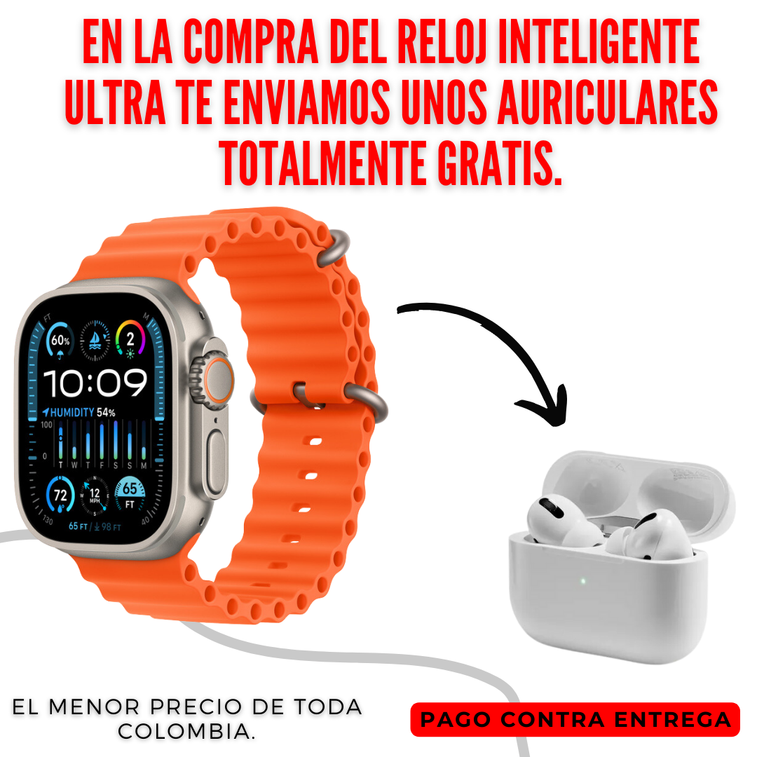 SMARTWATCH S8 PRO ULTRA IMPERMEABLE + CON 3 PULSERAS DE REGALO + AURICULARES COMPLETAMENTE GRATIS